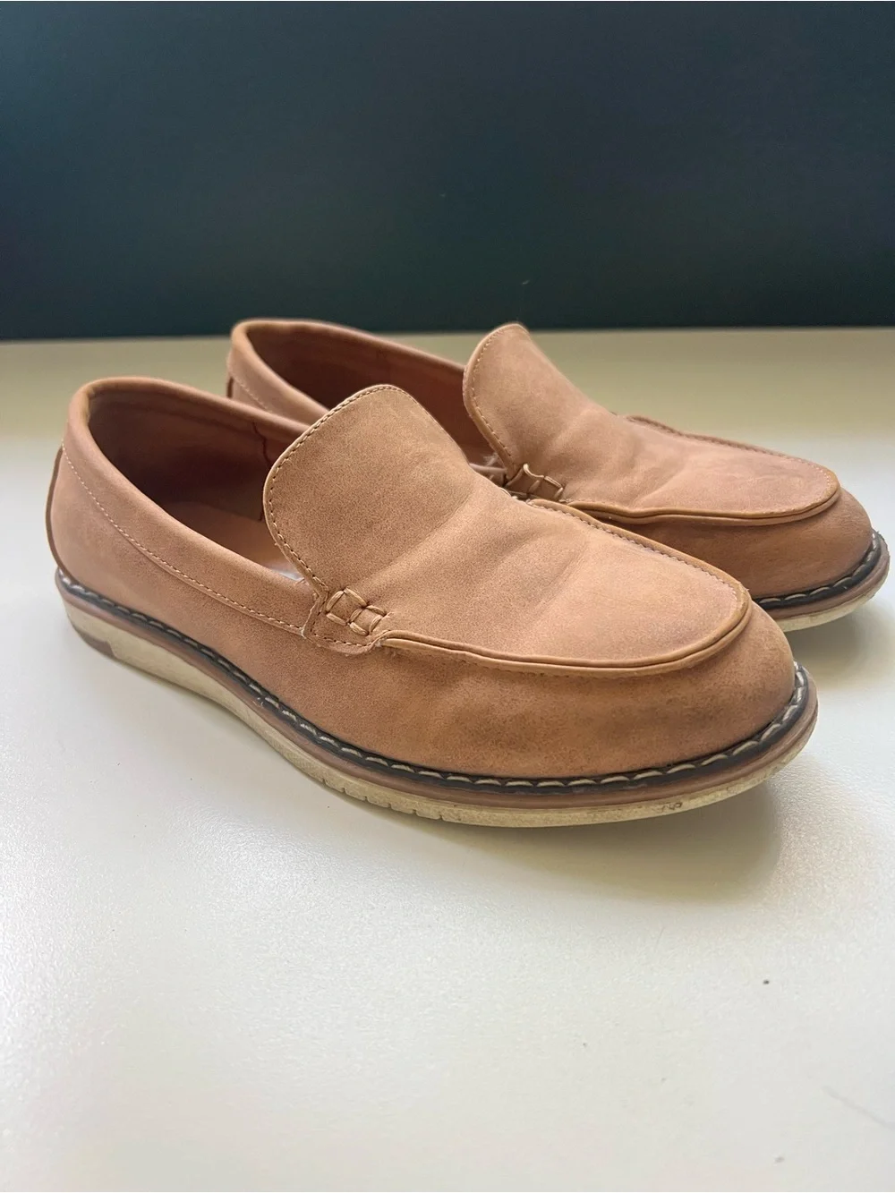 Boys Casual Tan Slip-On Loafers